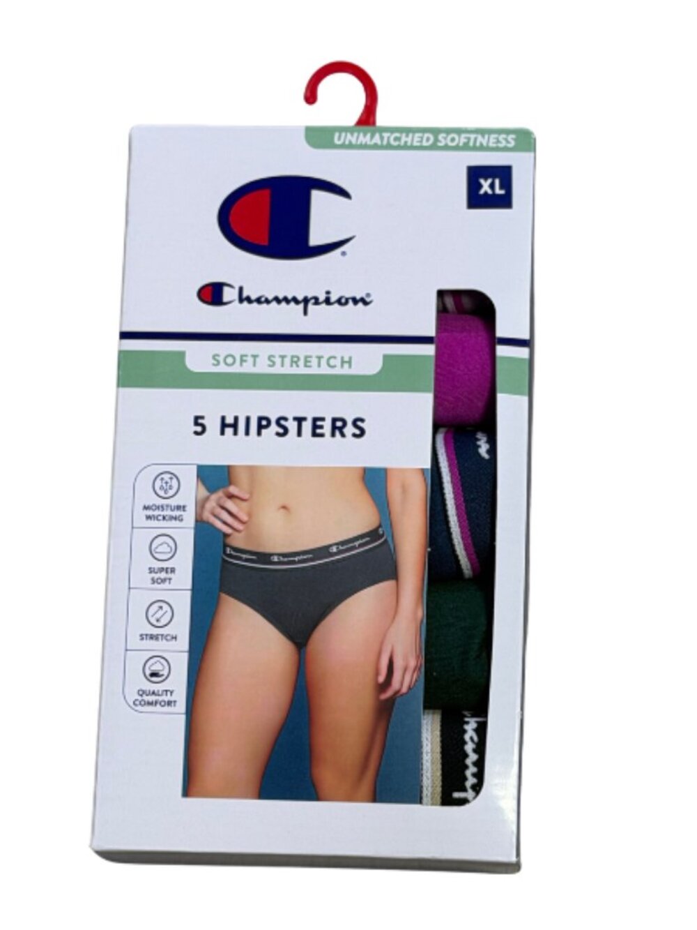 Champion Women's Hipster Underwear 5 Pack XL Soft Stretch Moisture Wicking NEW